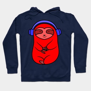 Happy Red Sloth Listening to Music Hoodie